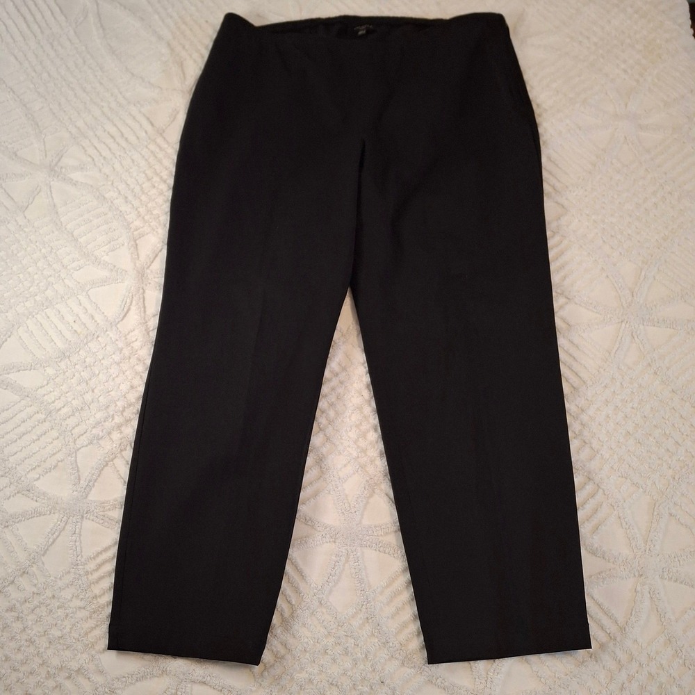 Talbots Women 20W Pants Black Side Zip Stretch Straight Leg Trousers